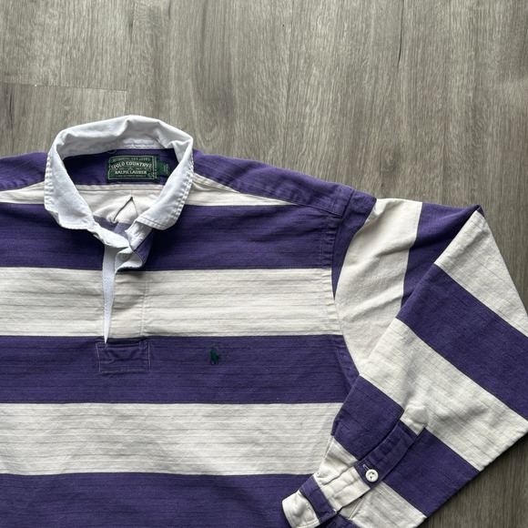 Polo Ralph Lauren Other - Vintage Ralph Lauren Polo Country Rugby Shirt Purple White Stripe Long Sleeve L